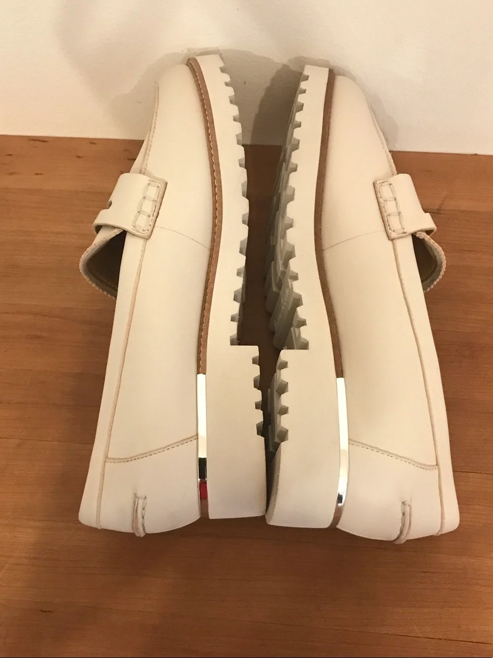 Franco Sarto Cream Platform Penny Loafers